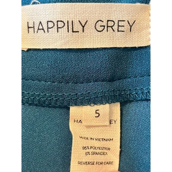 NWT Happily Grey Wide Leg Trouser Dress Pants Pleated Front Slit Tur sz 5 - Picture 9 of 9